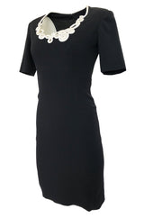 1990s Christian Dior Cord Detailed Black Dress w Numbered Label