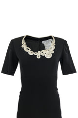 1990s Christian Dior Cord Detailed Black Dress w Numbered Label