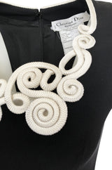 1990s Christian Dior Cord Detailed Black Dress w Numbered Label