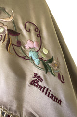 1990s John Galliano Gold Toned Silk w Fringe & Embroidery Couture Scarf