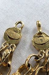 2003 Chanel Gold & Crystal Medallion Large Link Chain Necklace