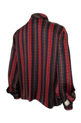 1970s Yves Saint Laurent Red Silk Silk Top w Tie Neck