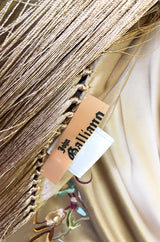 1990s John Galliano Gold Toned Silk w Fringe & Embroidery Couture Scarf