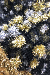 Fall 1968 James Galanos Couture Metallic Gold and Silver Detail on Net Dress