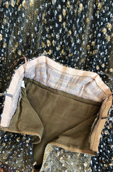 Fall 1968 James Galanos Couture Metallic Gold and Silver Detail on Net Dress