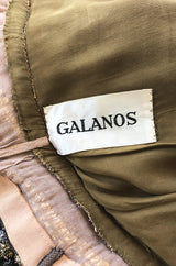 Fall 1968 James Galanos Couture Metallic Gold and Silver Detail on Net Dress
