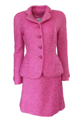 Fall 1998 Christian Dior Vibrant Pink Mohair Skirt & Jacket Suit