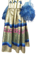 Spring 2018 Vivetta Floral Embroidery, Feather Cuff & Metallic Brocade Dress