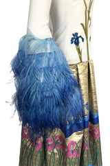 Spring 2018 Vivetta Floral Embroidery, Feather Cuff & Metallic Brocade Dress