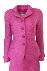Fall 1998 Christian Dior Vibrant Pink Mohair Skirt & Jacket Suit
