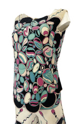 1960s Emilio Pucci Scalloped Edge Tunic & Wide Pant Printed Velvet Set