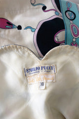 1960s Emilio Pucci Scalloped Edge Tunic & Wide Pant Printed Velvet Set