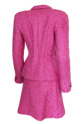 Fall 1998 Christian Dior Vibrant Pink Mohair Skirt & Jacket Suit