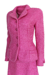 Fall 1998 Christian Dior Vibrant Pink Mohair Skirt & Jacket Suit