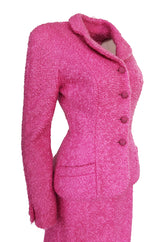 Fall 1998 Christian Dior Vibrant Pink Mohair Skirt & Jacket Suit