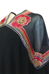 1970-1974 Janice Wainwright Embroidery & Sequin Tiered Jersey Cape Dress