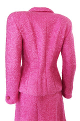 Fall 1998 Christian Dior Vibrant Pink Mohair Skirt & Jacket Suit