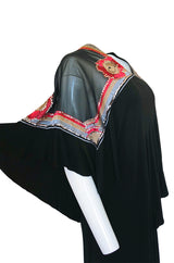 1970-1974 Janice Wainwright Embroidery & Sequin Tiered Jersey Cape Dress