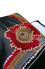 1970-1974 Janice Wainwright Embroidery & Sequin Tiered Jersey Cape Dress