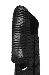 1970s Adele Simpson Off-Shoulder Pouf Sleeve Velvet & Chiffon Dress