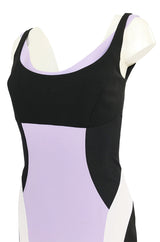 Recent Versace Purple Curved Panel w Netted Sides Stretch Bandage Dress