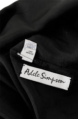 1970s Adele Simpson Off-Shoulder Pouf Sleeve Velvet & Chiffon Dress