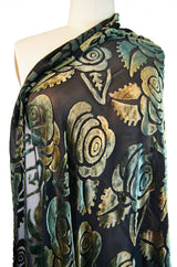 1920s Ombre Silk Devore Fringe Shawl