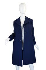1960s Blue Bill Blass Seamed Navy Coat