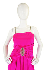 Beautiful 1970s Ted Lapidus Pink Silk Demi-Couture Dress