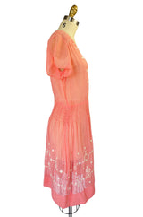 1920s Embroidered Pink Flapper Dress