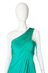 1970s Travilla One Shoulder Jersey Gown