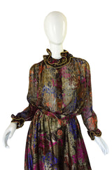 1970s Silk Louis Feraud Silk Metallic Set