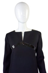 Early 1980s Courreges Patent Detail Dress