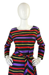1960s Striped Silk Ribbon Shift Dress