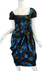 1950s Maurice Original Draped Silk Dress
