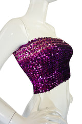 1970s Sequin Purple & Pink Tube Top