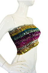 1970s Sequin Multi Stripe Tube Top