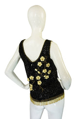 1950s Hand Sequin Shell W 3D Flowers