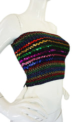 1970s Multi Stripe Wide Sequin Tube Top
