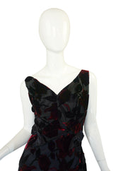 1960s Velvet Rose Silk Wiggle Dress
