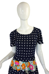 1970s Floral Logo Lanvin Maxi Dress