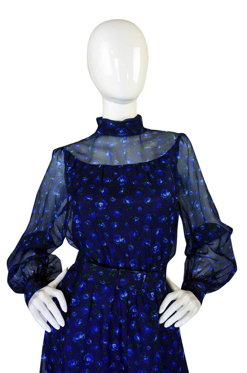 1970s Givenchy Silk Floral Maxi Dress