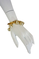 1986 Chanel Gold and Pearl Bracelet Cuff
