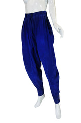 1980s Kenzo Blue Suede Harem Pants