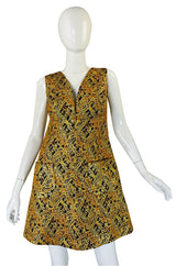 1960s Metallic Gold Brocade Sculpted Mini Dress