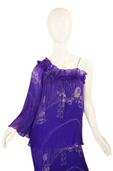 1980s Hanae Mori One Shoulder Dress