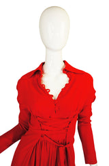 1970s Red Moss Crepe Corset Ossie Clark