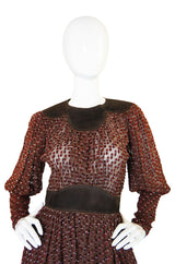 1970s Rare Silk & Suede Jean Muir Dress