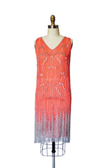 1920s Silver Fringe Beaded Flapper Dress