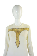 1960s Rhinestone Detail Teal Traina Dress